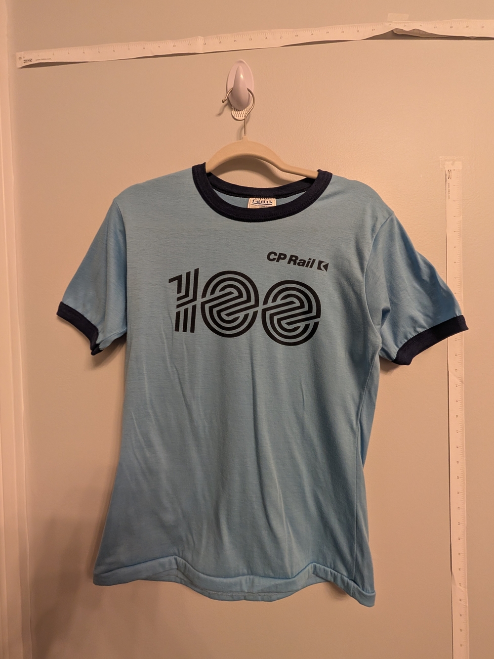 Light Blue Ringer CP Rail Vintage T-Shirt with Navy Trim Single StitchCollectibe